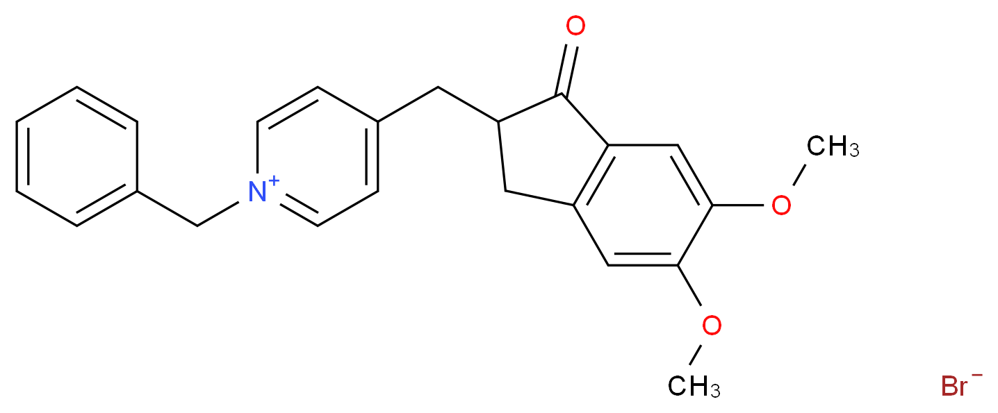 1-benzyl-4-[(5,6-dimethoxy-1-oxo-2,3-dihydro-1H-inden-2-yl)methyl]pyridin-1-ium bromide_分子结构_CAS_231283-82-2