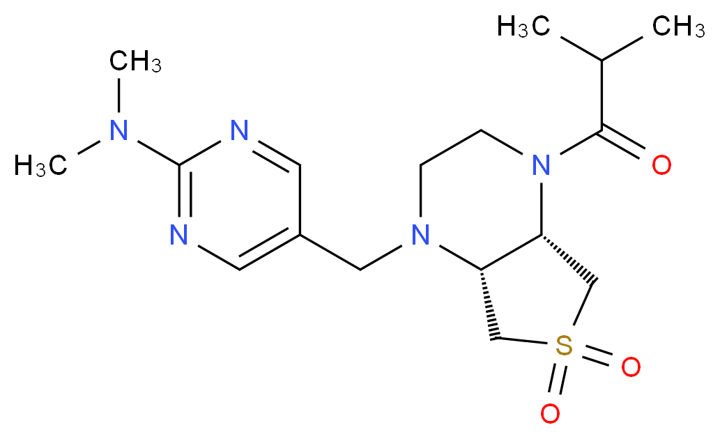 5-{[(4aS*,7aR*)-4-isobutyryl-6,6-dioxidohexahydrothieno[3,4-b]pyrazin-1(2H)-yl]methyl}-N,N-dimethyl-2-pyrimidinamine_分子结构_CAS_)