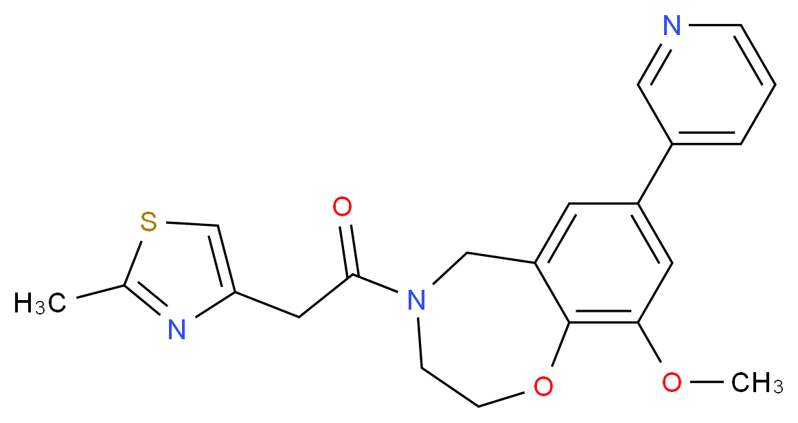 9-methoxy-4-[(2-methyl-1,3-thiazol-4-yl)acetyl]-7-(3-pyridinyl)-2,3,4,5-tetrahydro-1,4-benzoxazepine_分子结构_CAS_)