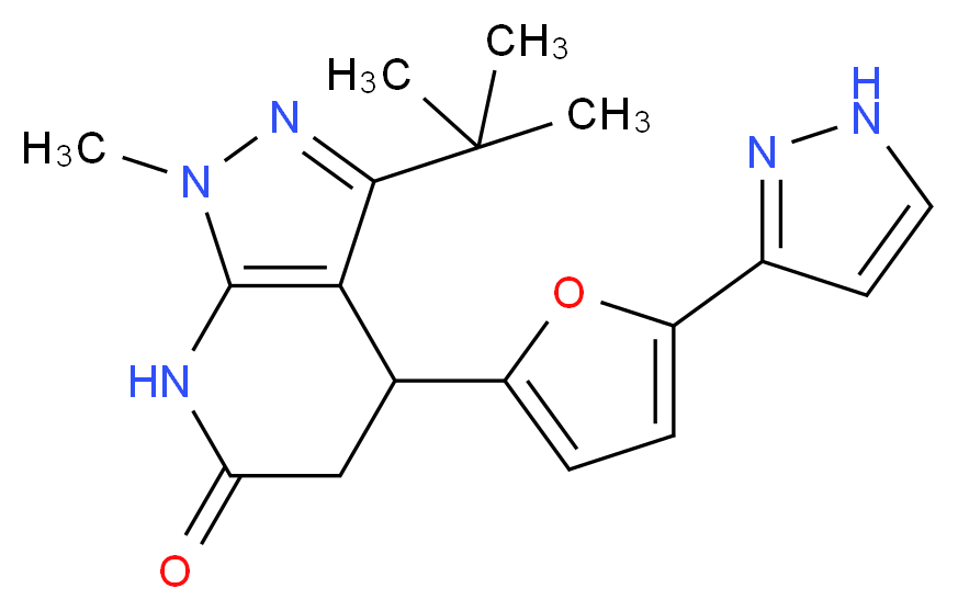 3-tert-butyl-1-methyl-4-[5-(1H-pyrazol-3-yl)-2-furyl]-1,4,5,7-tetrahydro-6H-pyrazolo[3,4-b]pyridin-6-one_分子结构_CAS_)