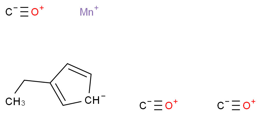 manganese(1+) ion 3-ethylcyclopenta-2,4-dien-1-ide tris(methanidylidyneoxidanium)_分子结构_CAS_12116-56-2