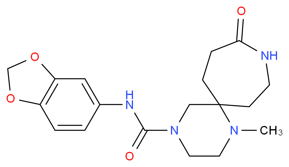 N-1,3-benzodioxol-5-yl-1-methyl-10-oxo-1,4,9-triazaspiro[5.6]dodecane-4-carboxamide_分子结构_CAS_)