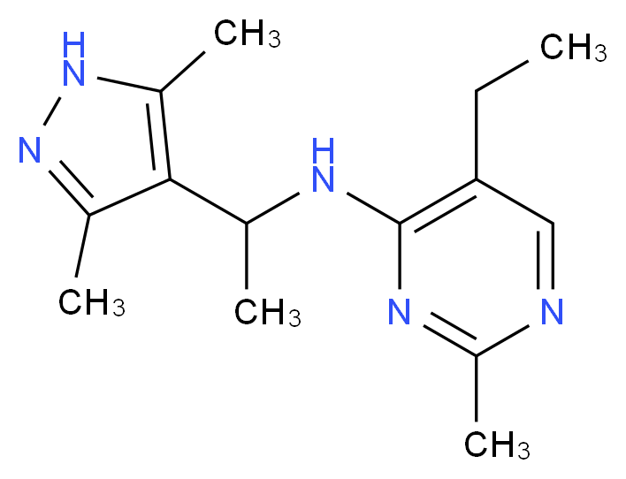 N-[1-(3,5-dimethyl-1H-pyrazol-4-yl)ethyl]-5-ethyl-2-methylpyrimidin-4-amine_分子结构_CAS_)