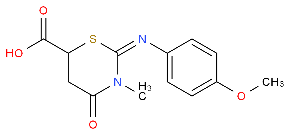 (2E)-2-[(4-methoxyphenyl)imino]-3-methyl-4-oxo-1,3-thiazinane-6-carboxylic acid_分子结构_CAS_309265-90-5