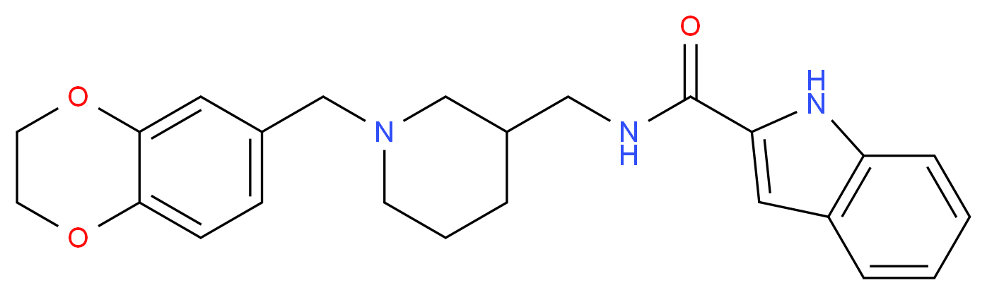 N-{[1-(2,3-dihydro-1,4-benzodioxin-6-ylmethyl)-3-piperidinyl]methyl}-1H-indole-2-carboxamide_分子结构_CAS_)