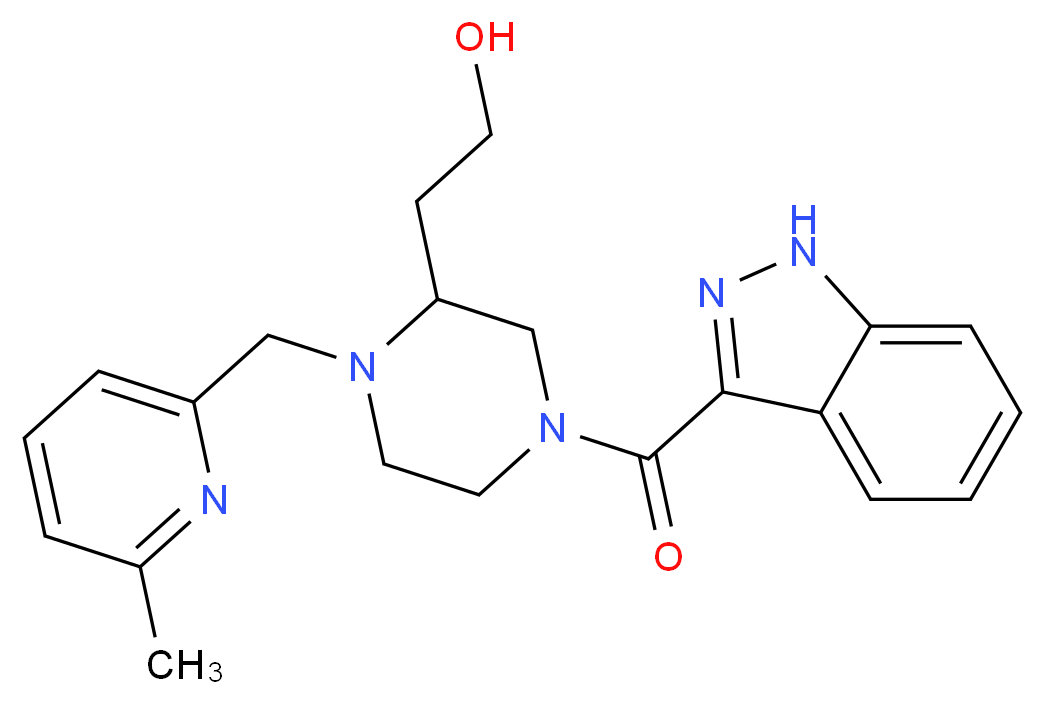 2-{4-(1H-indazol-3-ylcarbonyl)-1-[(6-methyl-2-pyridinyl)methyl]-2-piperazinyl}ethanol_分子结构_CAS_)