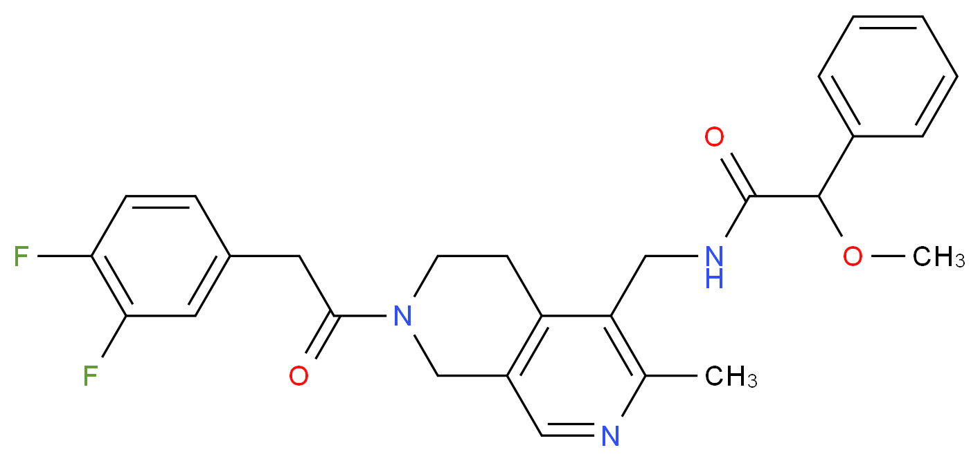 N-({7-[(3,4-difluorophenyl)acetyl]-3-methyl-5,6,7,8-tetrahydro-2,7-naphthyridin-4-yl}methyl)-2-methoxy-2-phenylacetamide_分子结构_CAS_)