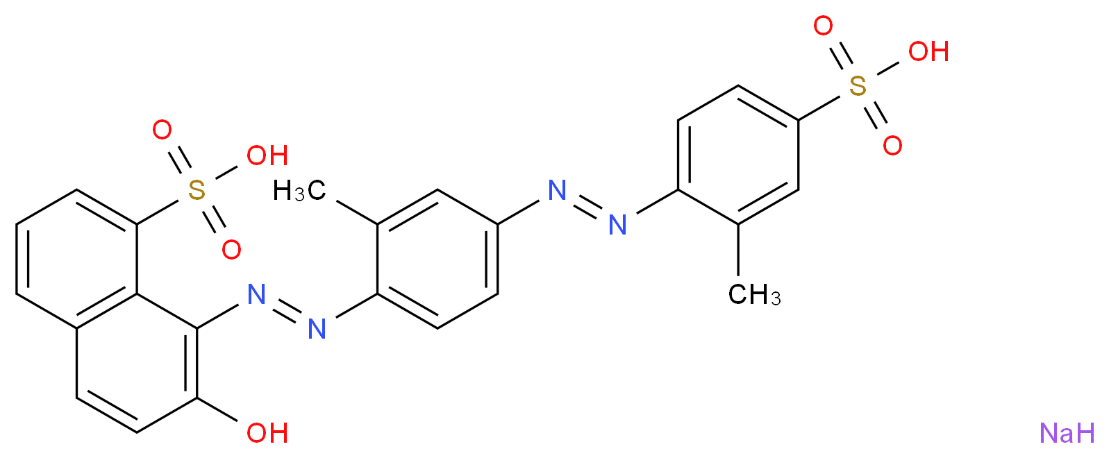 7-hydroxy-8-[(E)-2-{2-methyl-4-[(E)-2-(2-methyl-4-sulfophenyl)diazen-1-yl]phenyl}diazen-1-yl]naphthalene-1-sulfonic acid sodium_分子结构_CAS_6226-76-2