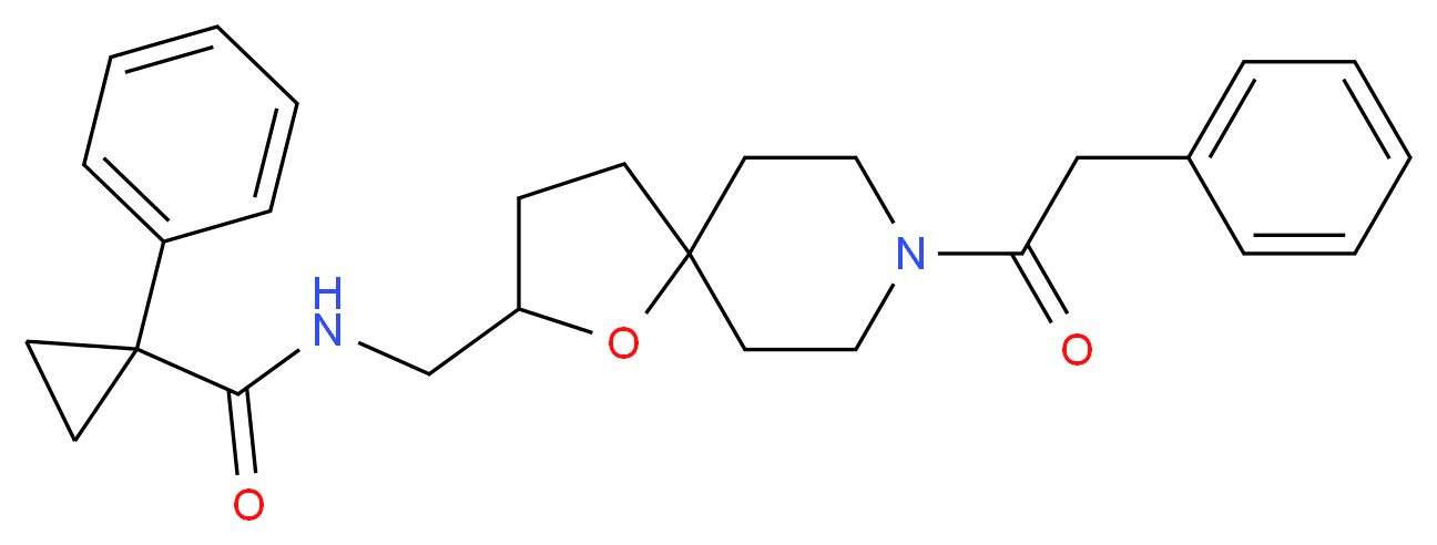 1-phenyl-N-{[8-(phenylacetyl)-1-oxa-8-azaspiro[4.5]dec-2-yl]methyl}cyclopropanecarboxamide_分子结构_CAS_)