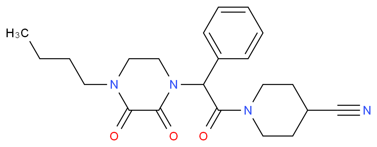 1-[(4-butyl-2,3-dioxopiperazin-1-yl)(phenyl)acetyl]piperidine-4-carbonitrile_分子结构_CAS_)