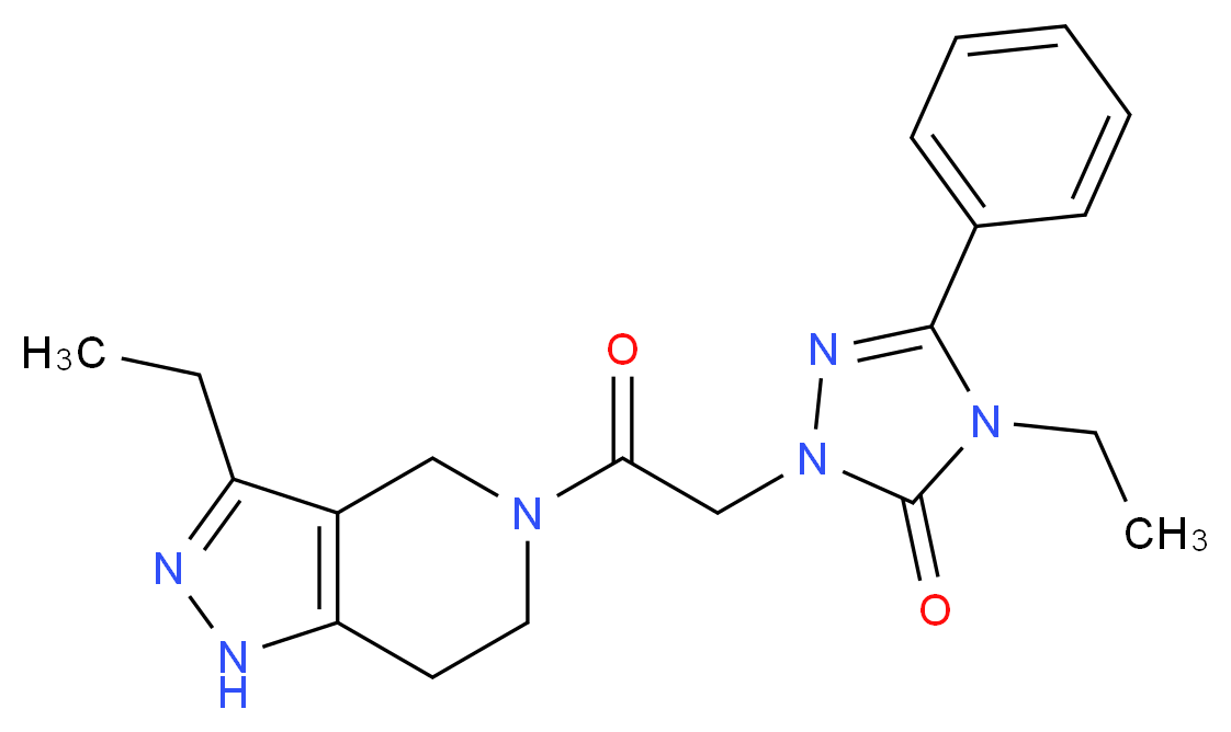 4-ethyl-2-[2-(3-ethyl-1,4,6,7-tetrahydro-5H-pyrazolo[4,3-c]pyridin-5-yl)-2-oxoethyl]-5-phenyl-2,4-dihydro-3H-1,2,4-triazol-3-one_分子结构_CAS_)