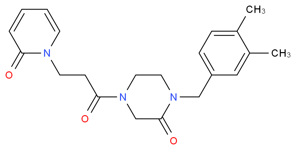 1-(3,4-dimethylbenzyl)-4-[3-(2-oxo-1(2H)-pyridinyl)propanoyl]-2-piperazinone_分子结构_CAS_)