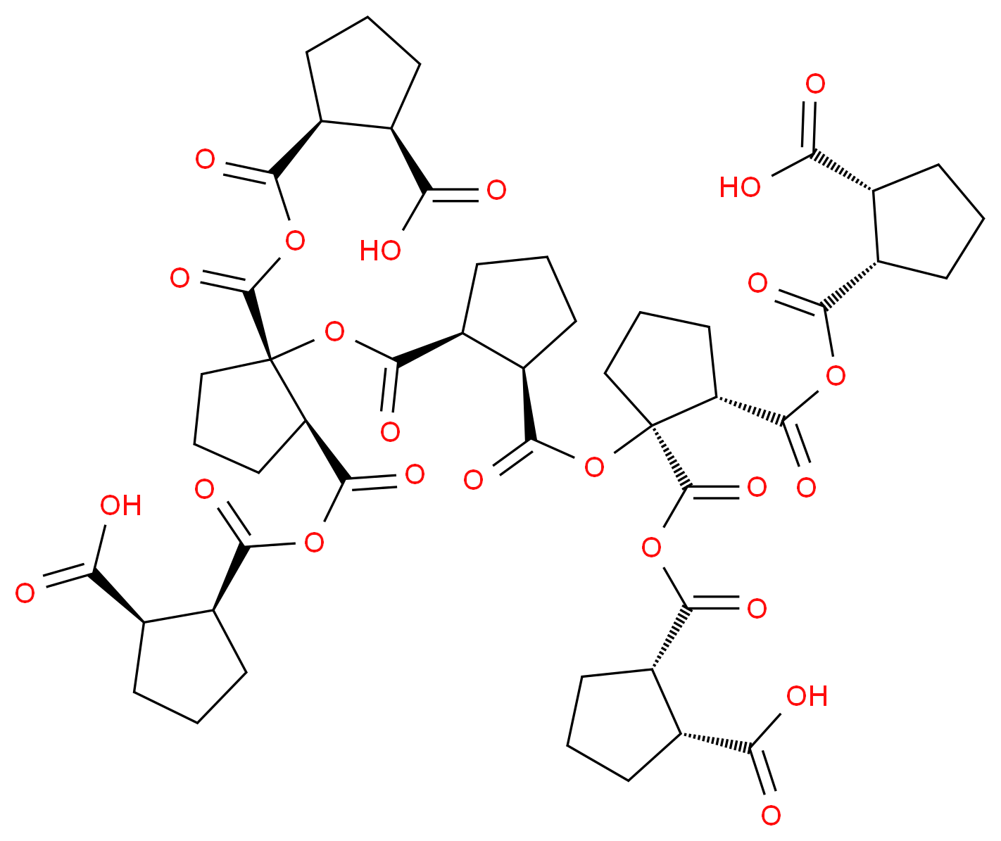 (1S*,2R*)-2-{[(1S,2S)-2-[(1S,2R)-2-({[(1S,2S)-1,2-bis({[(1R*,2S*)-2-carboxycyclopentanecarbonyloxy]carbonyl})cyclopentyl]oxy}carbonyl)cyclopentanecarbonyloxy]-2-{[(1R*,2S*)-2-carboxycyclopentanecarbonyloxy]carbonyl}cyclopentanecarbonyloxy]carbonyl}cyclopentane-1-carboxylic acid_分子结构_CAS_1461-96-7