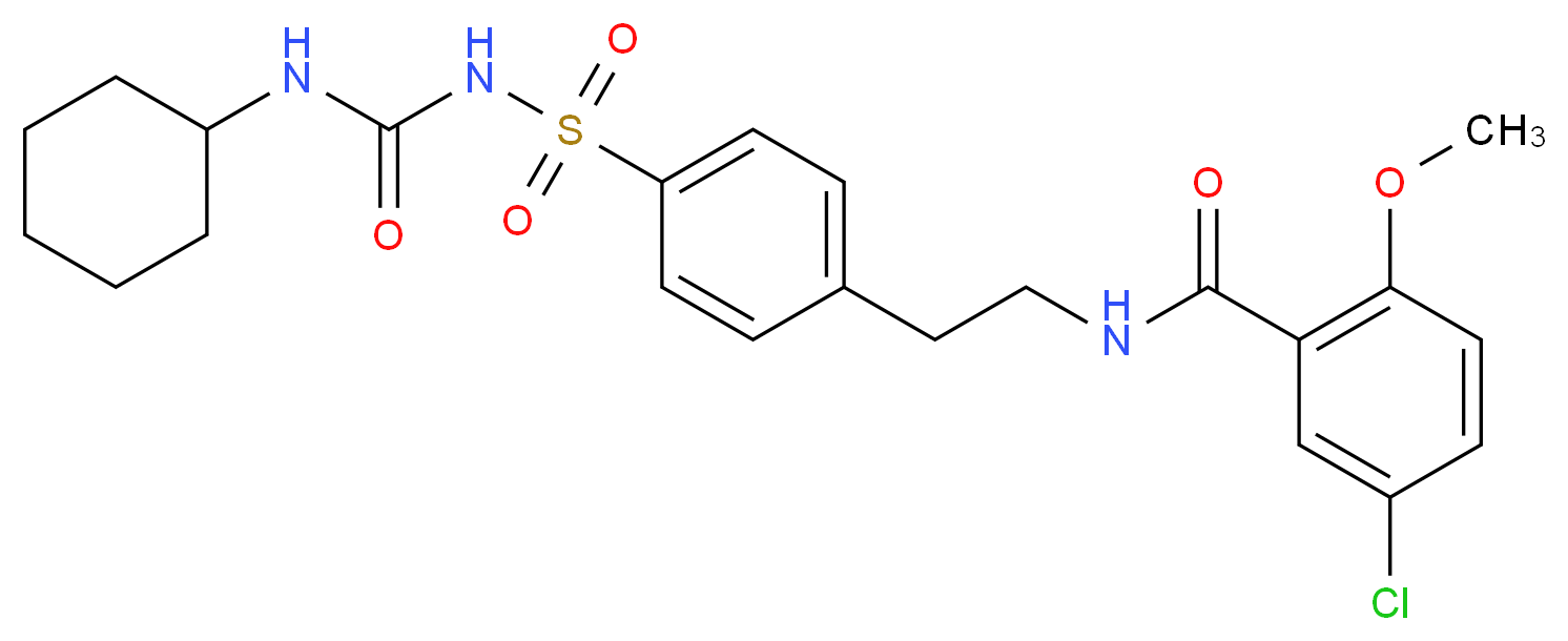 5-chloro-N-[2-(4-{[(cyclohexylcarbamoyl)amino]sulfonyl}phenyl)ethyl]-2-methoxybenzamide_分子结构_CAS_10238-21-8