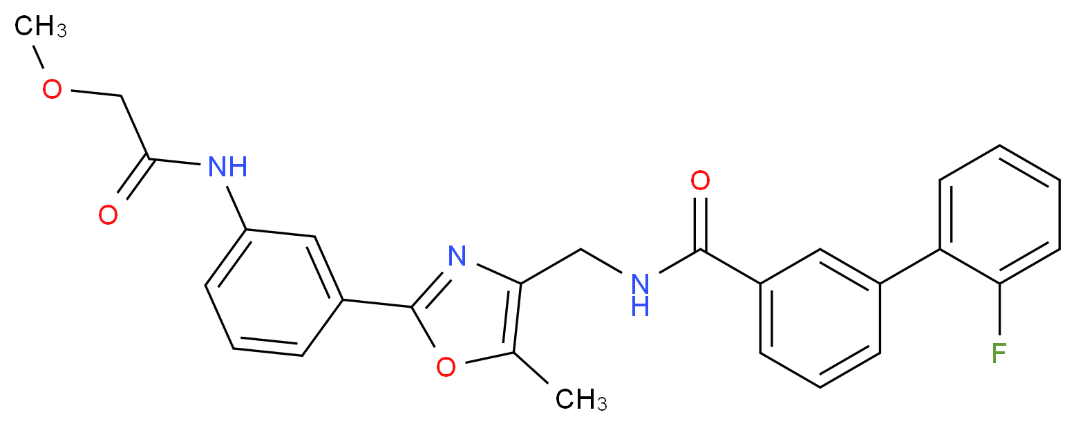 2'-fluoro-N-[(2-{3-[(methoxyacetyl)amino]phenyl}-5-methyl-1,3-oxazol-4-yl)methyl]-3-biphenylcarboxamide_分子结构_CAS_)