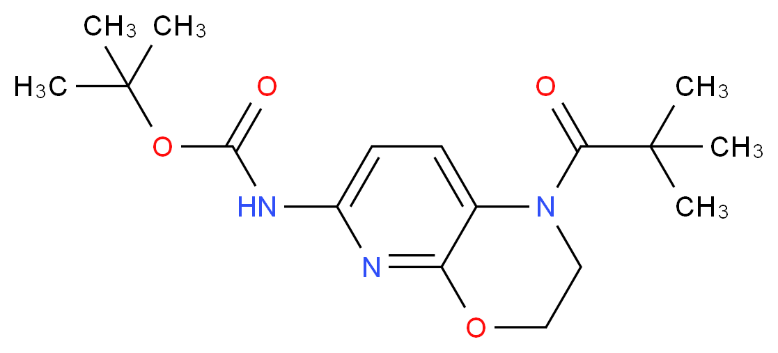 tert-butyl N-[1-(2,2-dimethylpropanoyl)-1H,2H,3H-pyrido[2,3-b][1,4]oxazin-6-yl]carbamate_分子结构_CAS_1246088-45-8