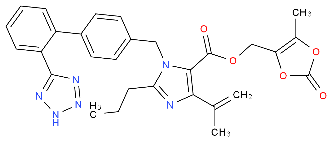 (5-methyl-2-oxo-2H-1,3-dioxol-4-yl)methyl 4-(prop-1-en-2-yl)-2-propyl-1-({4-[2-(2H-1,2,3,4-tetrazol-5-yl)phenyl]phenyl}methyl)-1H-imidazole-5-carboxylate_分子结构_CAS_879562-26-2