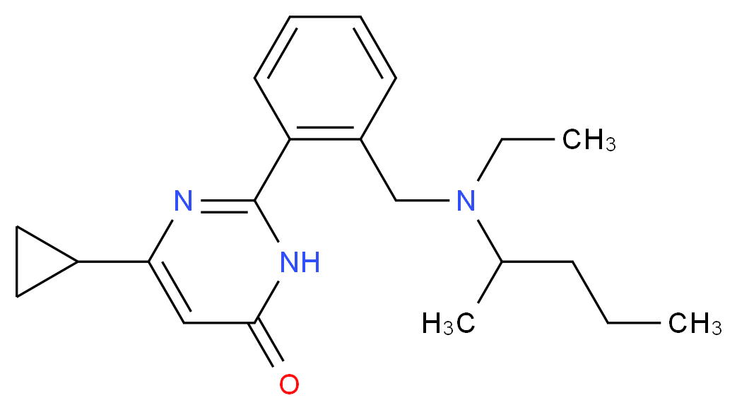 6-cyclopropyl-2-(2-{[ethyl(1-methylbutyl)amino]methyl}phenyl)pyrimidin-4(3H)-one_分子结构_CAS_)