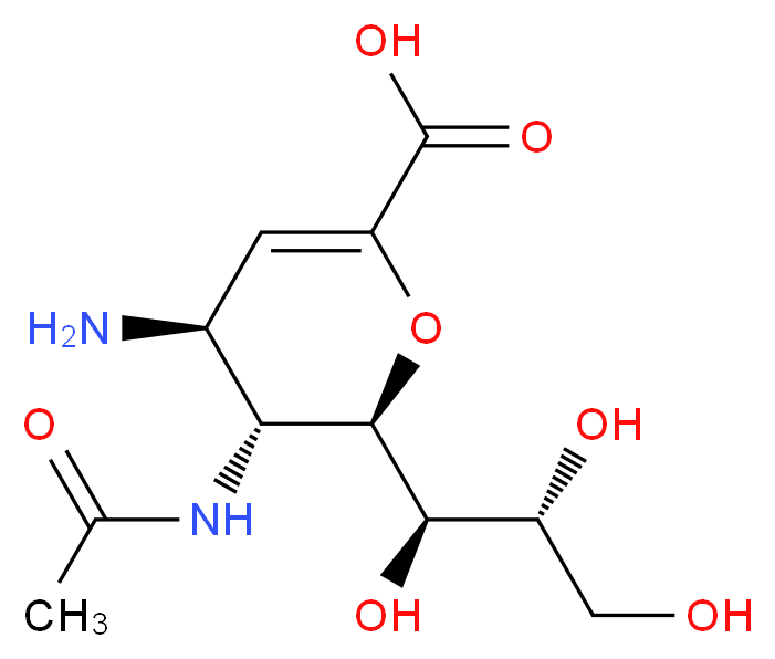 (2R,3R,4S)-4-amino-3-acetamido-2-[(1R,2R)-1,2,3-trihydroxypropyl]-3,4-dihydro-2H-pyran-6-carboxylic acid_分子结构_CAS_130525-62-1