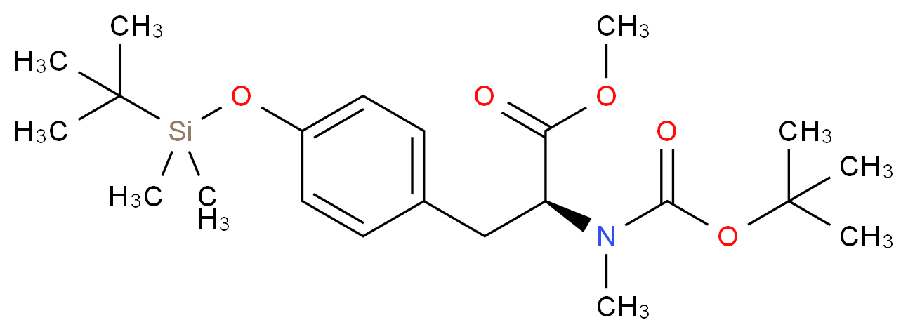 methyl (2S)-2-{[(tert-butoxy)carbonyl](methyl)amino}-3-{4-[(tert-butyldimethylsilyl)oxy]phenyl}propanoate_分子结构_CAS_112196-58-4