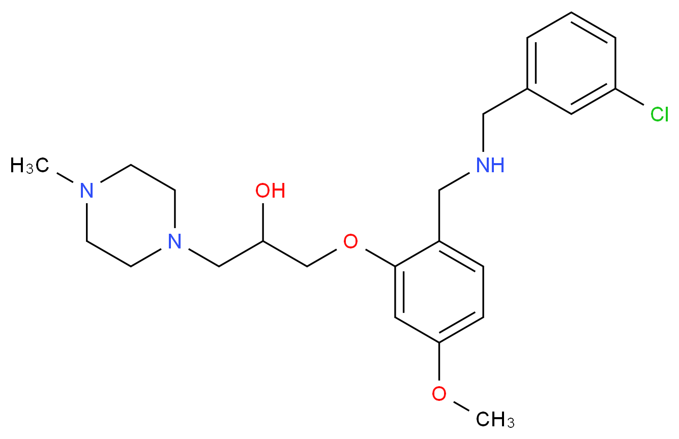 1-(2-{[(3-chlorobenzyl)amino]methyl}-5-methoxyphenoxy)-3-(4-methyl-1-piperazinyl)-2-propanol_分子结构_CAS_)
