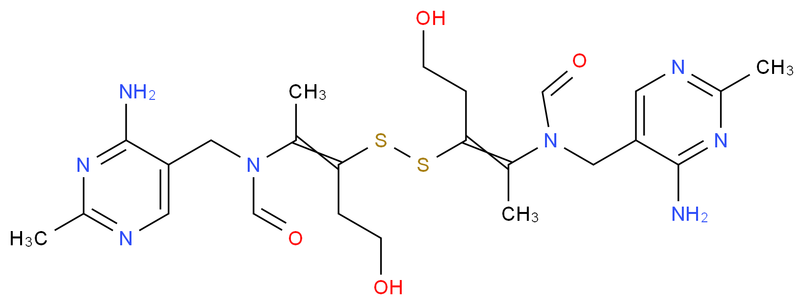 N-[(4-amino-2-methylpyrimidin-5-yl)methyl]-N-{3-[(2-{N-[(4-amino-2-methylpyrimidin-5-yl)methyl]formamido}-5-hydroxypent-2-en-3-yl)disulfanyl]-5-hydroxypent-2-en-2-yl}formamide_分子结构_CAS_67-16-3