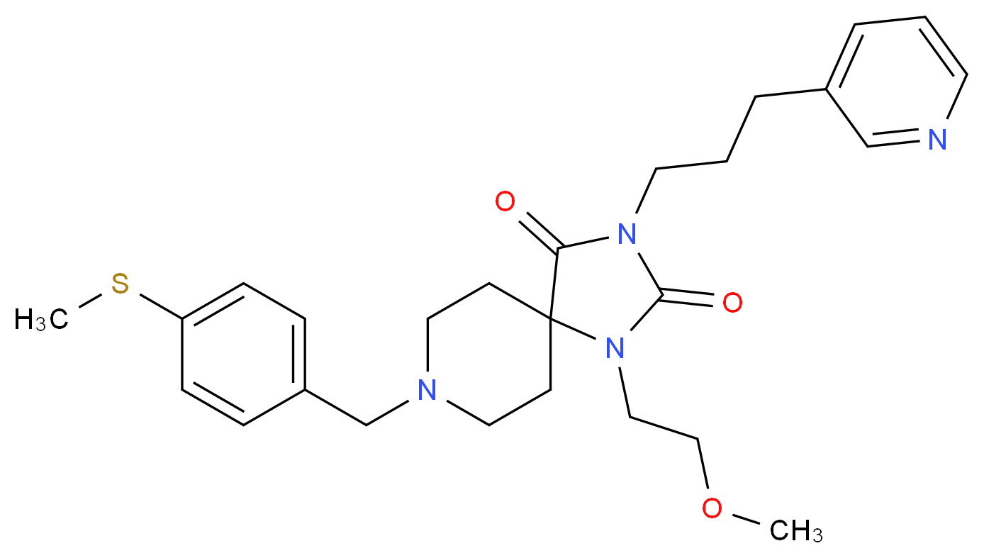 1-(2-methoxyethyl)-8-[4-(methylthio)benzyl]-3-[3-(3-pyridinyl)propyl]-1,3,8-triazaspiro[4.5]decane-2,4-dione_分子结构_CAS_)