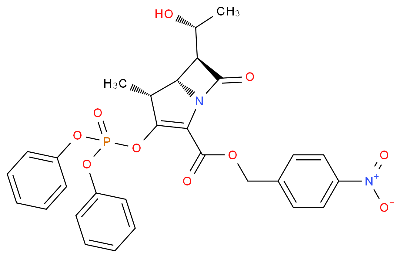 4-Nitrobenzyl (4R,5S,6S)-3-[(Diphenylphosphono)oxy]-6-[(R)-1-hydroxyethyl]-4-methyl-7-oxo-1-azabicyclo[3.2.0]hept-2-ene-2-carboxylate_分子结构_CAS_90776-59-3)