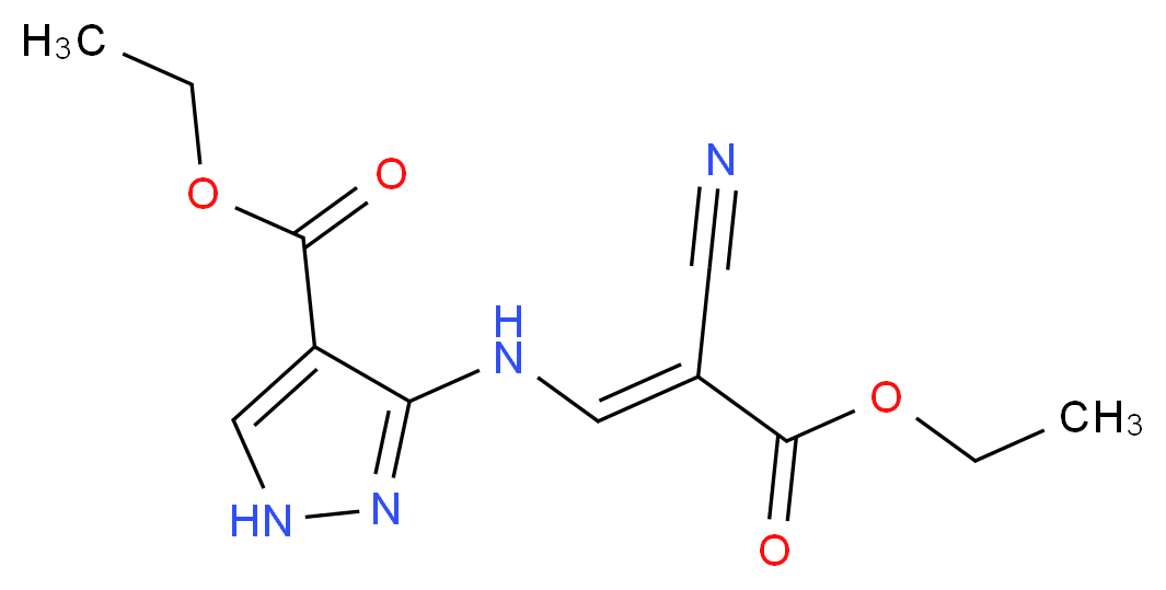 (E)-3-[(2-Cyano-3-ethoxy-3-oxo-1-propenyl)amino]-1H-pyrazole-4-carboxylic Acid Ethyl Ester_分子结构_CAS_52632-17-4)