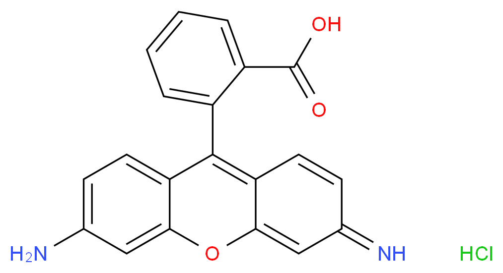 2-(6-amino-3-imino-3H-xanthen-9-yl)benzoic acid hydrochloride_分子结构_CAS_13558-31-1