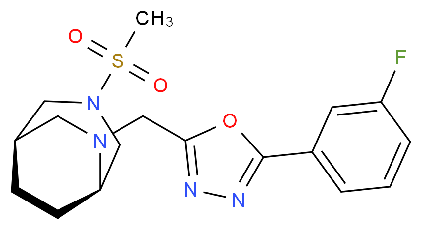(1R*,5R*)-6-{[5-(3-fluorophenyl)-1,3,4-oxadiazol-2-yl]methyl}-3-(methylsulfonyl)-3,6-diazabicyclo[3.2.2]nonane_分子结构_CAS_)