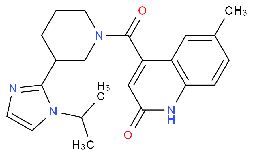 4-{[3-(1-isopropyl-1H-imidazol-2-yl)piperidin-1-yl]carbonyl}-6-methylquinolin-2(1H)-one_分子结构_CAS_)
