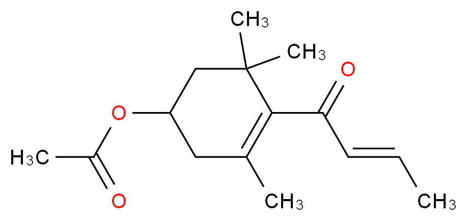 4-[(2E)-but-2-enoyl]-3,5,5-trimethylcyclohex-3-en-1-yl acetate_分子结构_CAS_945426-71-1