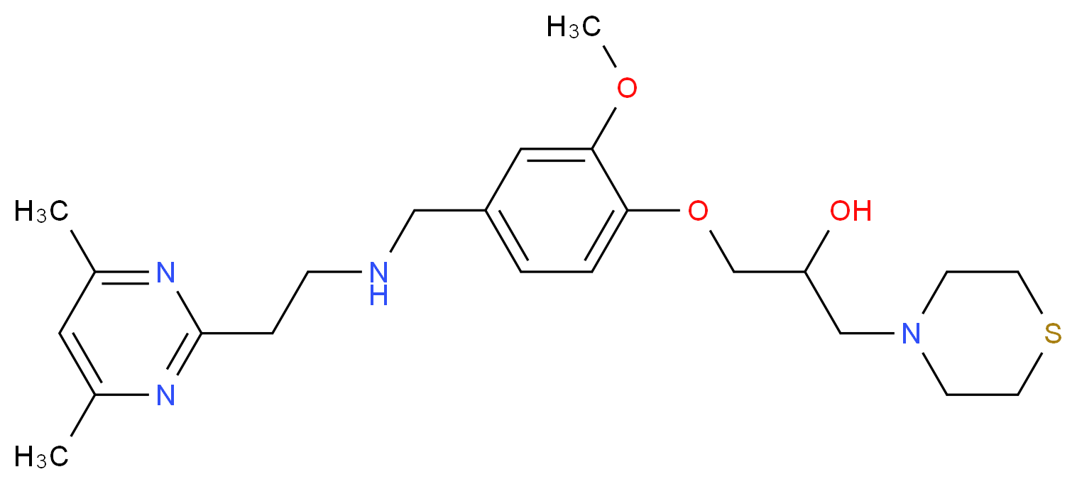 1-[4-({[2-(4,6-dimethyl-2-pyrimidinyl)ethyl]amino}methyl)-2-methoxyphenoxy]-3-(4-thiomorpholinyl)-2-propanol_分子结构_CAS_)