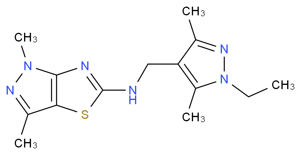 N-[(1-ethyl-3,5-dimethyl-1H-pyrazol-4-yl)methyl]-1,3-dimethyl-1H-pyrazolo[3,4-d][1,3]thiazol-5-amine_分子结构_CAS_)