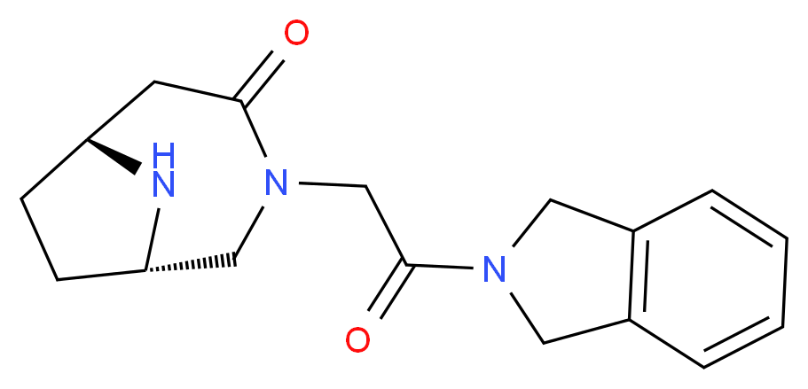 (1S*,6R*)-3-[2-(1,3-dihydro-2H-isoindol-2-yl)-2-oxoethyl]-3,9-diazabicyclo[4.2.1]nonan-4-one_分子结构_CAS_)