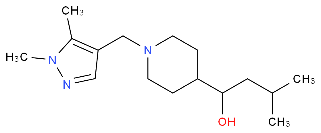 1-{1-[(1,5-dimethyl-1H-pyrazol-4-yl)methyl]-4-piperidinyl}-3-methyl-1-butanol_分子结构_CAS_)