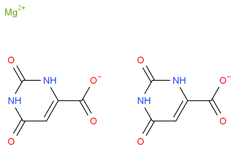 Magnesium bis(2,6-dioxo-1,2,3,6-tetrahydro-4-pyrimidinecarboxylate)_分子结构_CAS_34717-03-8)