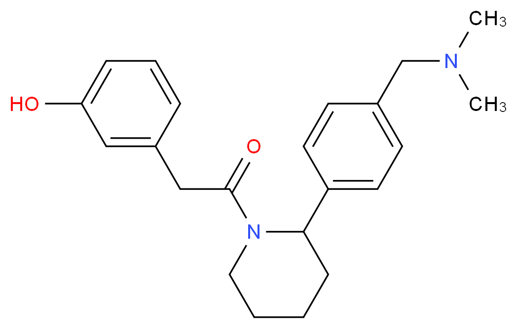 3-[2-(2-{4-[(dimethylamino)methyl]phenyl}-1-piperidinyl)-2-oxoethyl]phenol_分子结构_CAS_)
