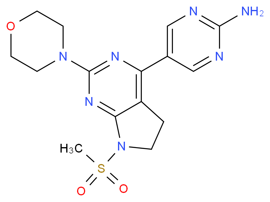 5-[7-methanesulfonyl-2-(morpholin-4-yl)-5H,6H,7H-pyrrolo[2,3-d]pyrimidin-4-yl]pyrimidin-2-amine_分子结构_CAS_1007207-67-1