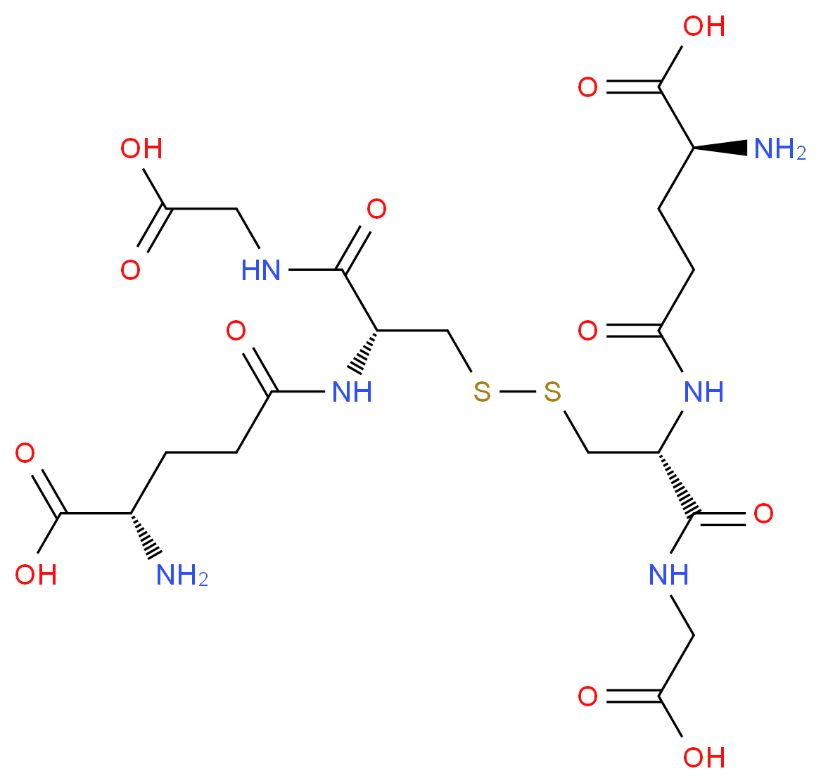 (2S)-2-amino-4-{[(1R)-2-{[(2R)-2-[(4S)-4-amino-4-carboxybutanamido]-2-[(carboxymethyl)carbamoyl]ethyl]disulfanyl}-1-[(carboxymethyl)carbamoyl]ethyl]carbamoyl}butanoic acid_分子结构_CAS_27025-41-8