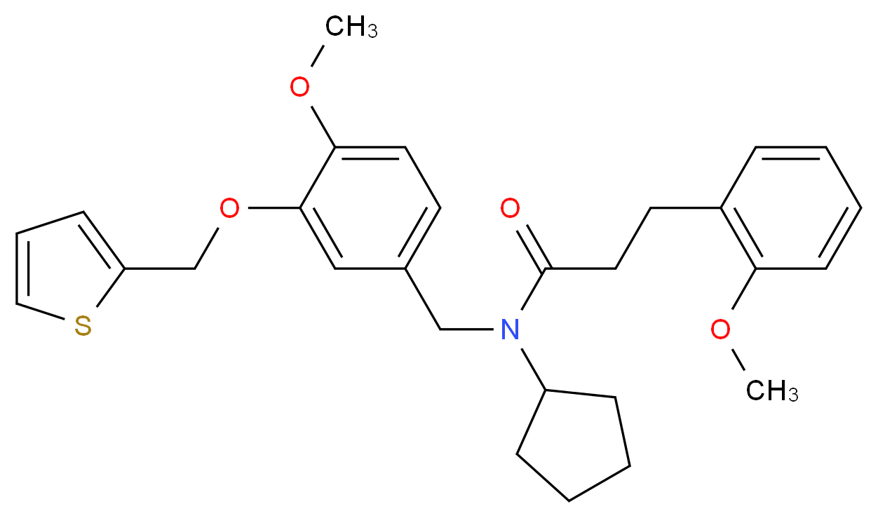 N-cyclopentyl-3-(2-methoxyphenyl)-N-[4-methoxy-3-(2-thienylmethoxy)benzyl]propanamide_分子结构_CAS_)