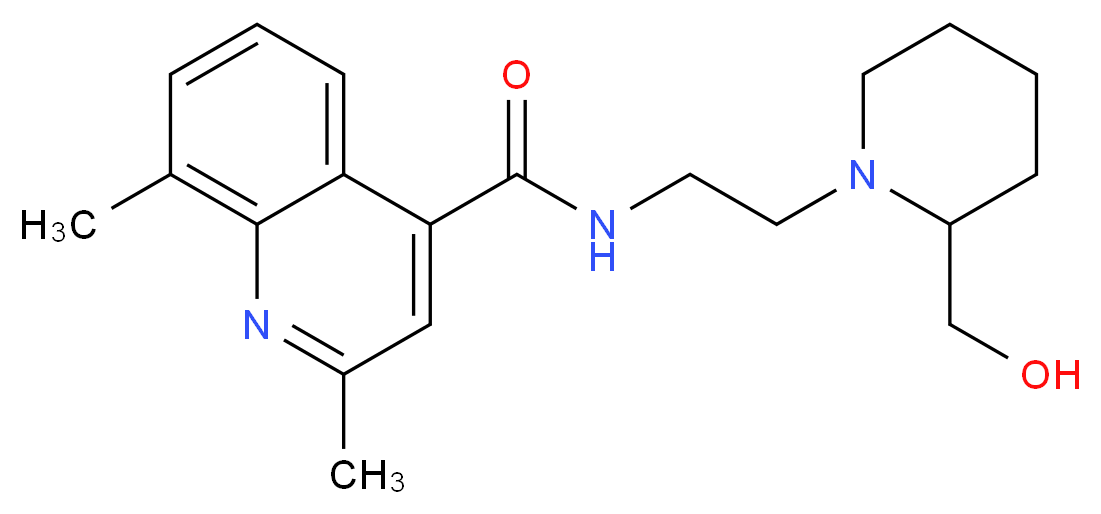 N-{2-[2-(hydroxymethyl)-1-piperidinyl]ethyl}-2,8-dimethyl-4-quinolinecarboxamide_分子结构_CAS_)