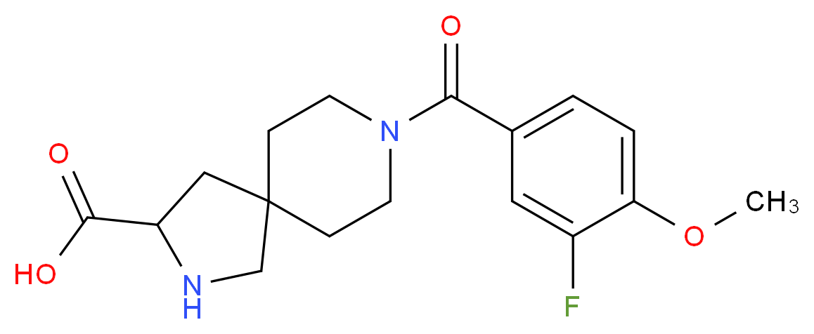 8-(3-fluoro-4-methoxybenzoyl)-2,8-diazaspiro[4.5]decane-3-carboxylic acid_分子结构_CAS_)