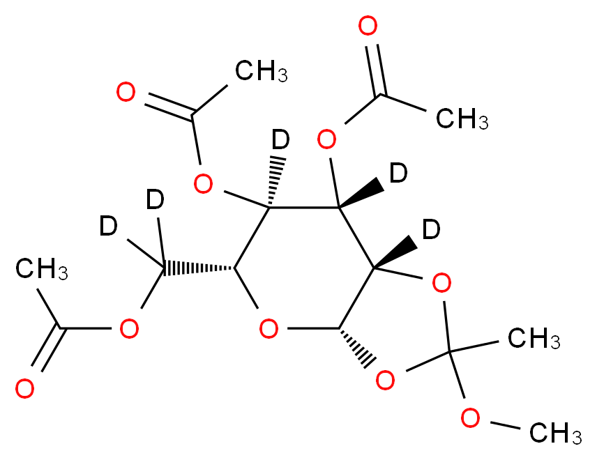 [(3aS,5R,6R,7S,7aS)-6,7-bis(acetyloxy)-2-methoxy-2-methyl-hexahydro(6,7,7a-<sup>2</sup>H<sub>3</sub>)-[1,3]dioxolo[4,5-b]pyran-5-yl](<sup>2</sup>H<sub>2</sub>)methyl acetate_分子结构_CAS_384342-60-3