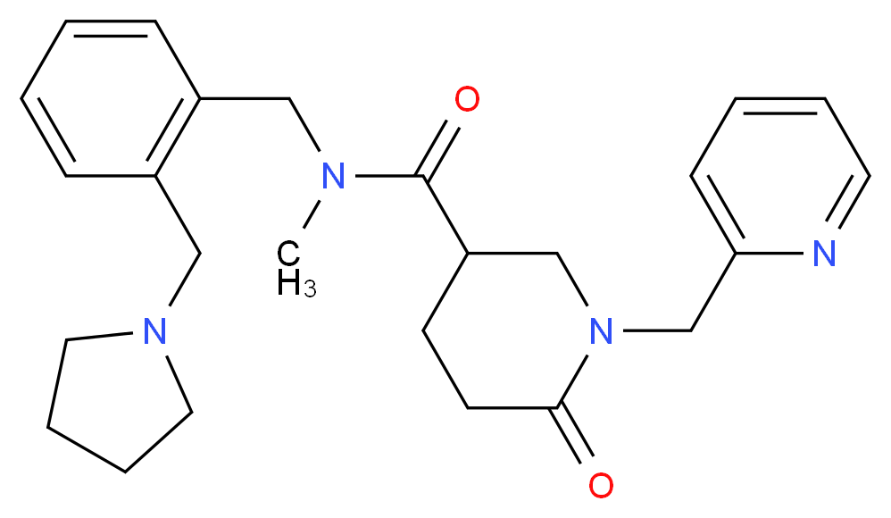N-methyl-6-oxo-1-(2-pyridinylmethyl)-N-[2-(1-pyrrolidinylmethyl)benzyl]-3-piperidinecarboxamide_分子结构_CAS_)