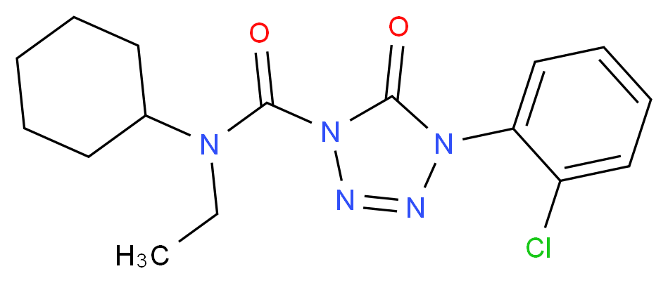 4-(2-chlorophenyl)-N-cyclohexyl-N-ethyl-5-oxo-4,5-dihydro-1H-1,2,3,4-tetrazole-1-carboxamide_分子结构_CAS_158237-07-1