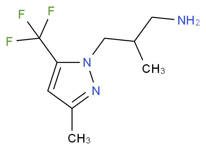 2-methyl-3-[3-methyl-5-(trifluoromethyl)-1H-pyrazol-1-yl]propan-1-amine_分子结构_CAS_1006348-75-9