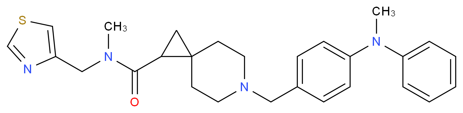 N-methyl-6-{4-[methyl(phenyl)amino]benzyl}-N-(1,3-thiazol-4-ylmethyl)-6-azaspiro[2.5]octane-1-carboxamide_分子结构_CAS_)
