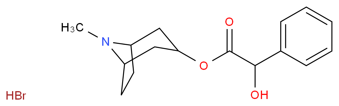 8-methyl-8-azabicyclo[3.2.1]octan-3-yl 2-hydroxy-2-phenylacetate hydrobromide_分子结构_CAS_51-56-9